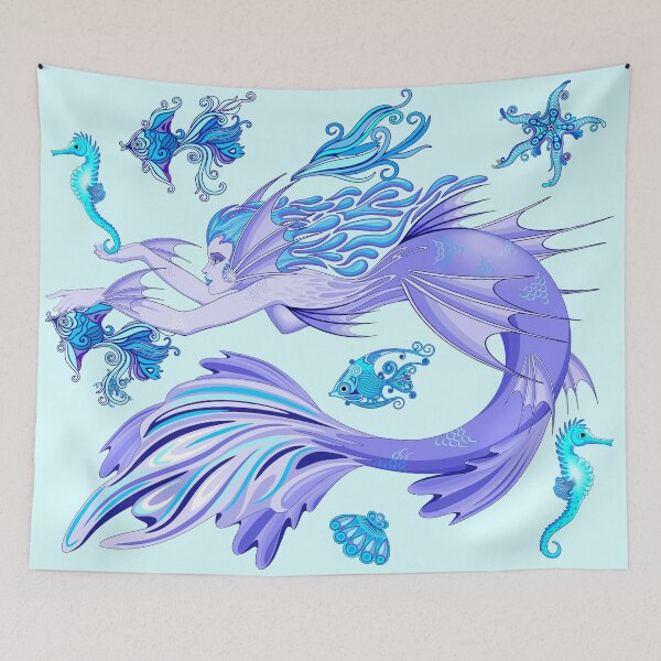 Item preview,  Mermaid Mystic Fairy Purple and Turquoise Creature designed and sold by BluedarkArt.