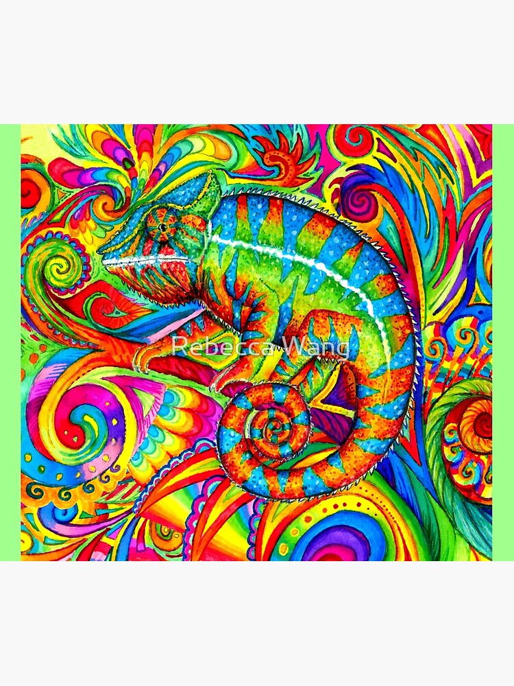 Psychedelizard Psychedelic Chameleon Colorful Rainbow Lizard by lioncrusher