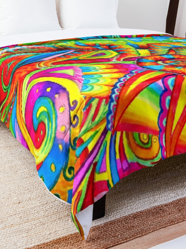 Alternate view of Psychedelizard Psychedelic Chameleon Colorful Rainbow Lizard Comforter