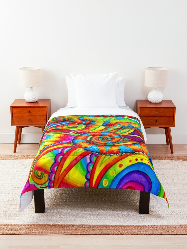 Alternate view of Psychedelizard Psychedelic Chameleon Colorful Rainbow Lizard Comforter