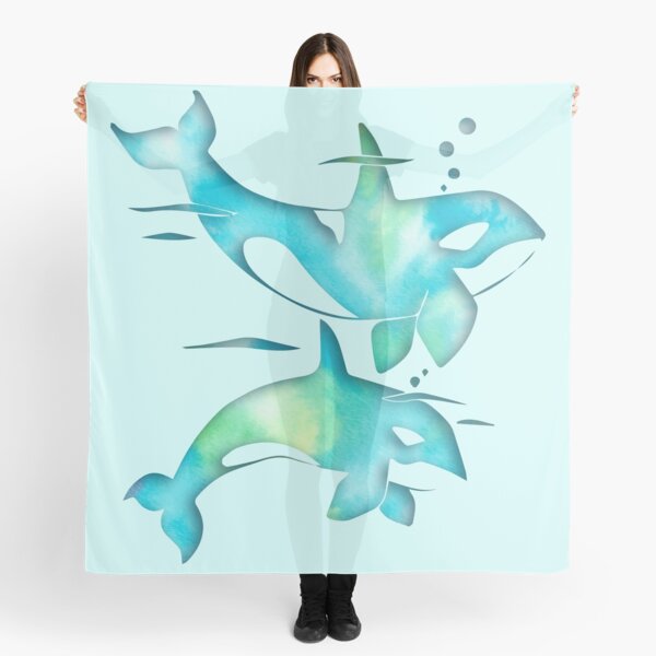 Aqua Sea Orca Whales Scarf