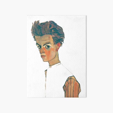 EGON SCHIELE - Self Portrait With Striped Shirt Art Board Print