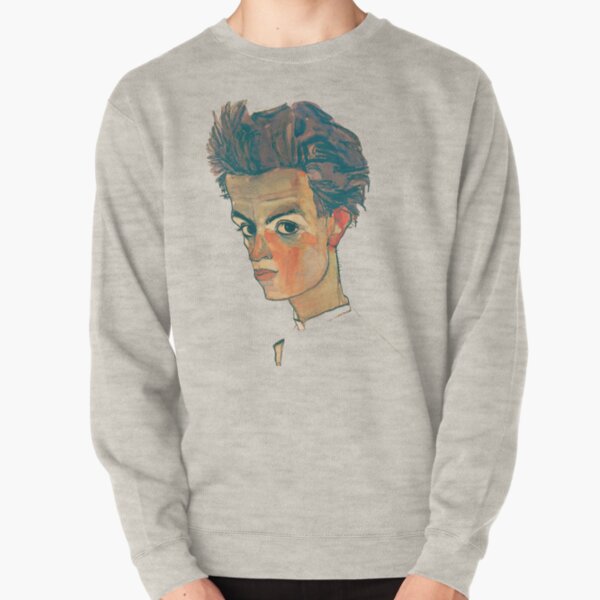 EGON SCHIELE - Self Portrait With Striped Shirt Pullover Sweatshirt