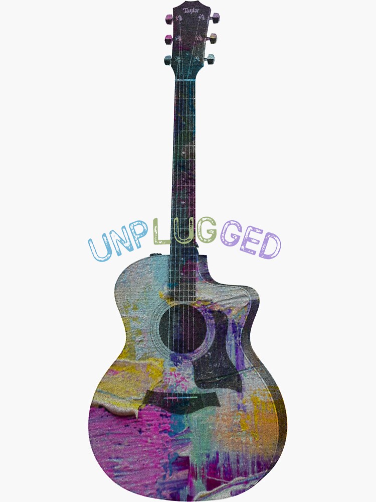 Colour Acoustic Guitar Unplugged Sticker for Sale by diy-store