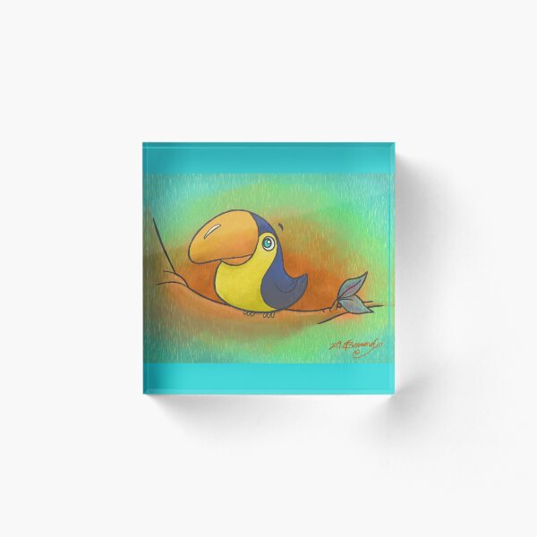 Baby Bird Smiling in the Rain! Acrylic Block