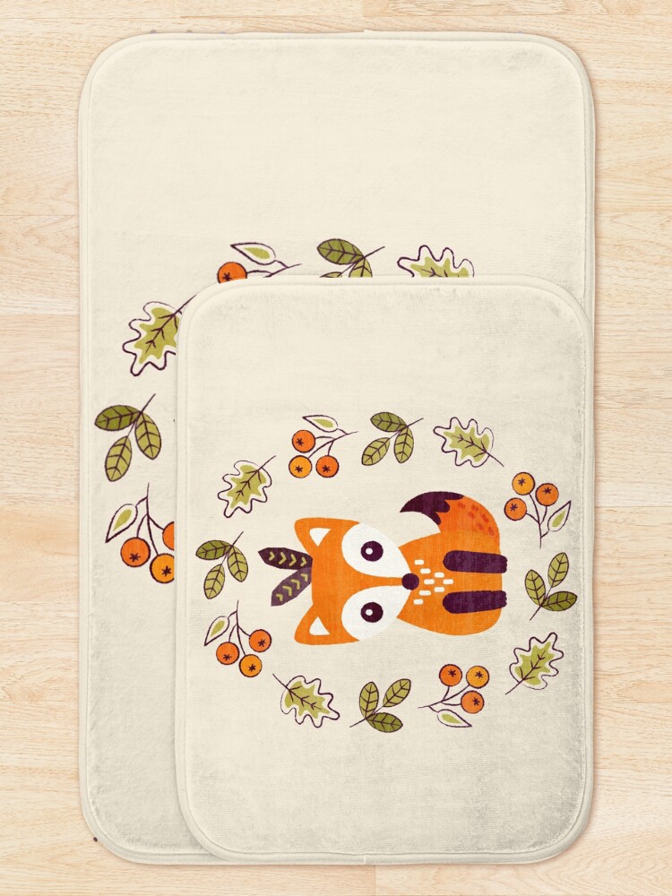 Alternate view of Little Fox with Autumn Berries Bath Mat