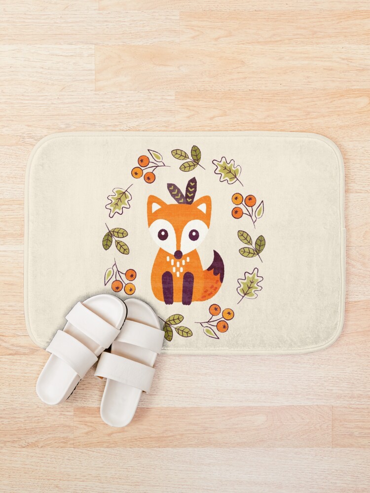 Alternate view of Little Fox with Autumn Berries Bath Mat