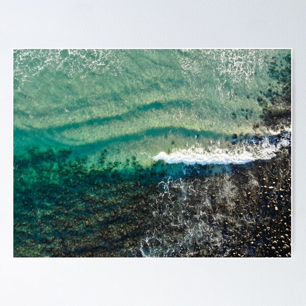 Item preview, Green water breaking on rocks designed and sold by Airburst Photography.