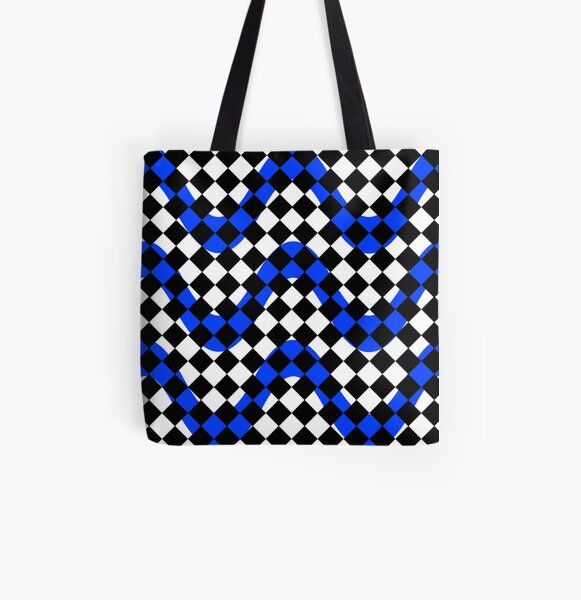 Black White & Blue Print All Over Print Tote Bag
