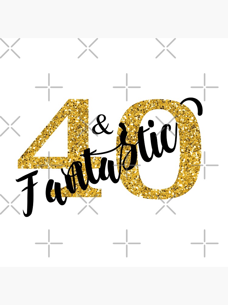 Forty Cake Topper Gold Glitter, Modern Design 40 Birthday, Days