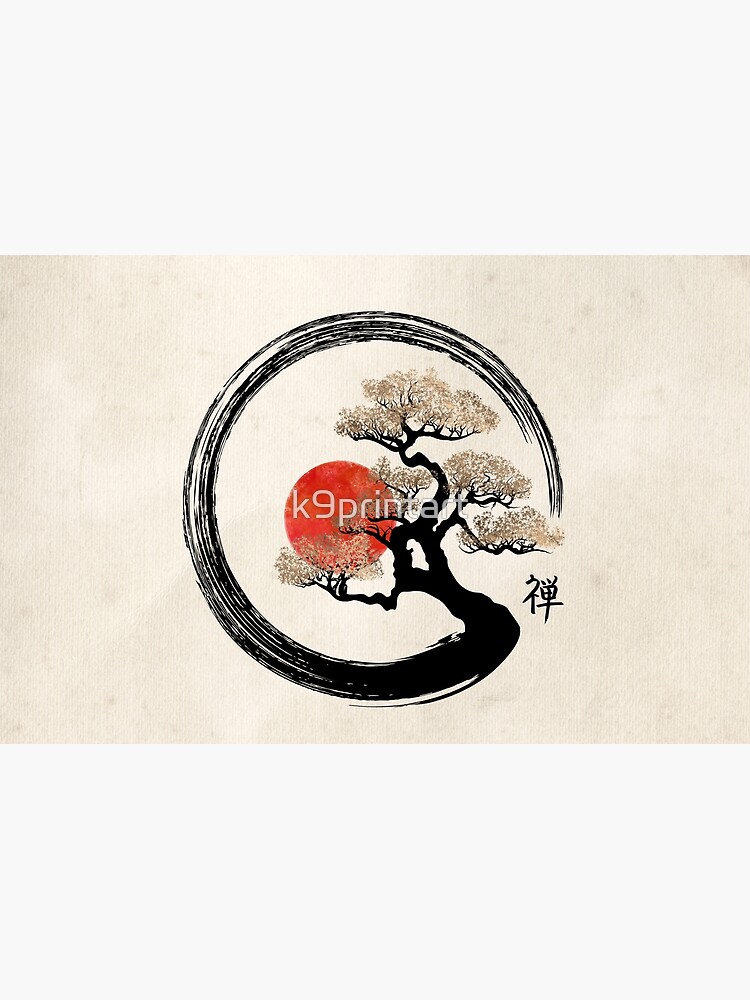 Thumbnail 4 of 4, Zipper Pouch, Enso Circle and Bonsai Tree on Canvas designed and sold by k9printart.