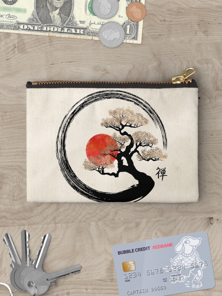 Thumbnail 3 of 4, Zipper Pouch, Enso Circle and Bonsai Tree on Canvas designed and sold by k9printart.
