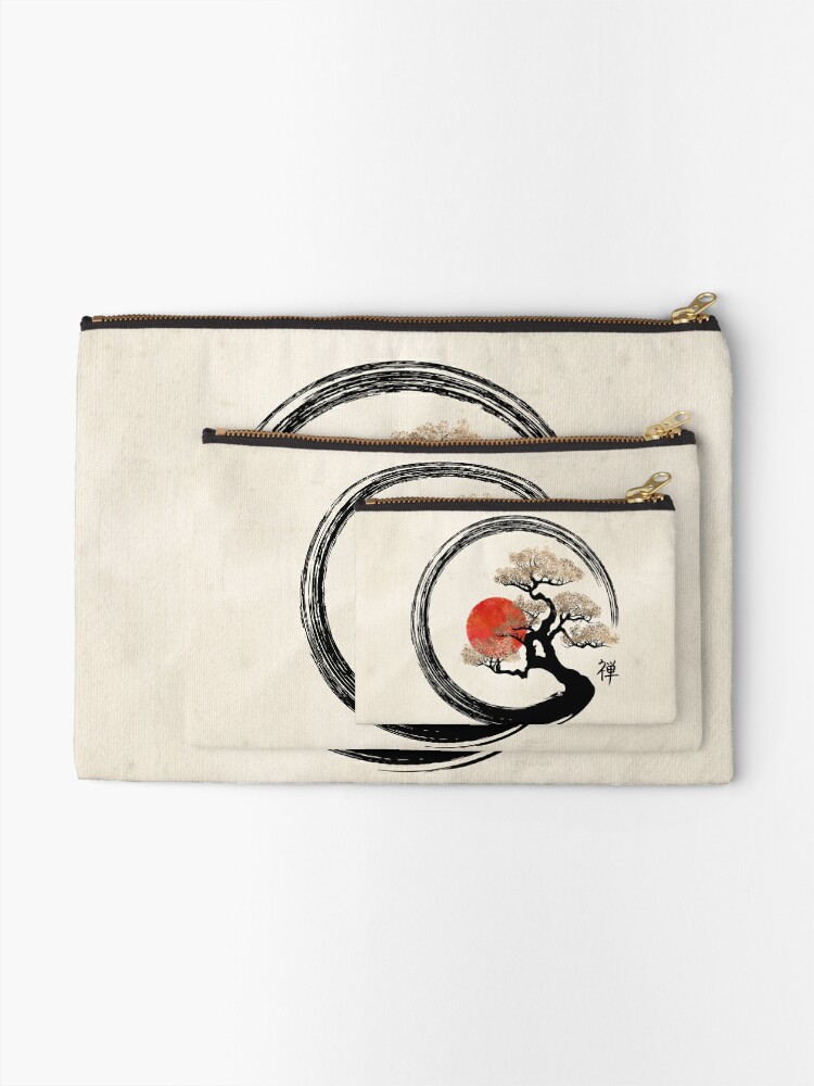 Zipper Pouch, Enso Circle and Bonsai Tree on Canvas designed and sold by k9printart
