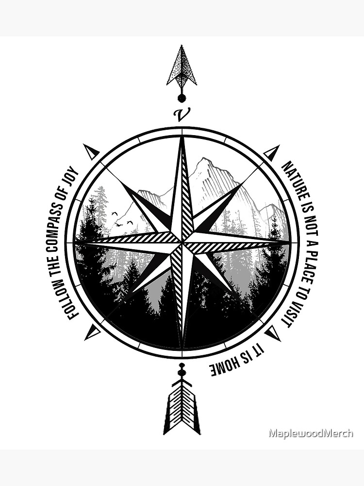 Compass Black and Grey Tattoo Design