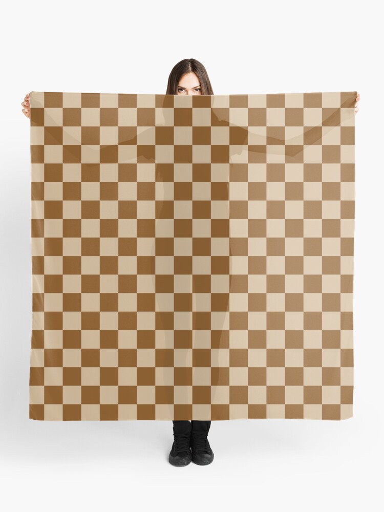 Tan Brown and Chocolate Brown Checkerboard Scarf for Sale by  ColorsPatterns