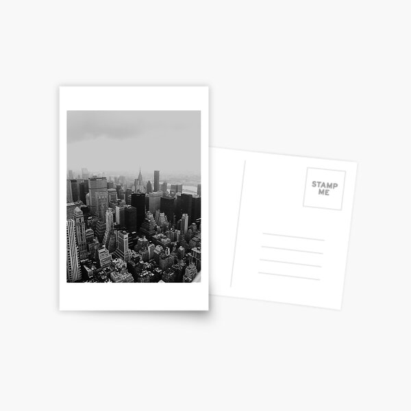 New York City - from the Empire State Black and White Postcard