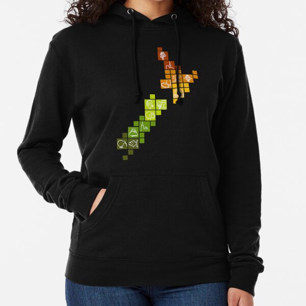 New Zealand Fun Map Lightweight Hoodie
