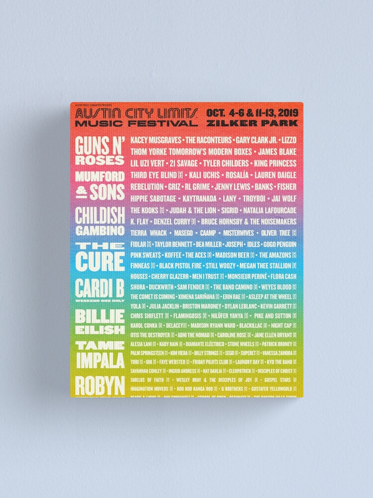 Alternate view of austin city limits tour 2019 festival line birumuda Canvas Print