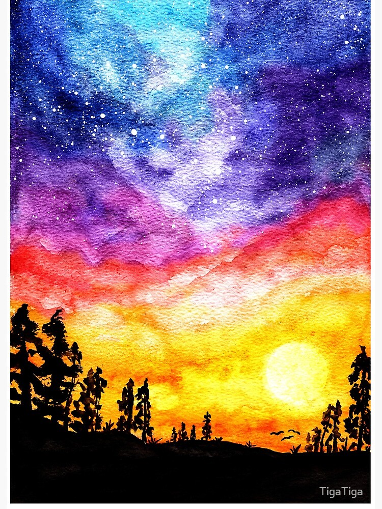 galaxy sunset painting