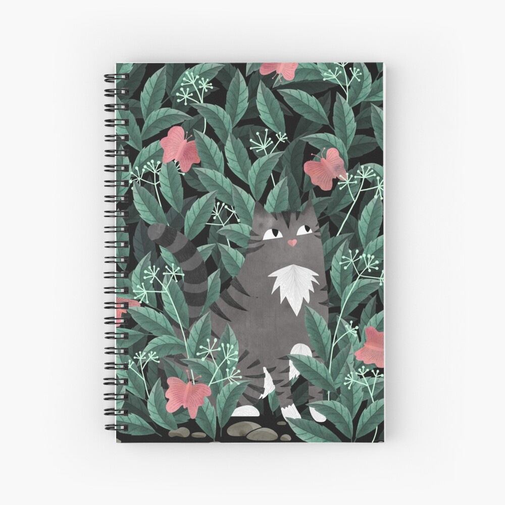 Butterfly Garden (Tabby Cat Version) Spiral Notebook