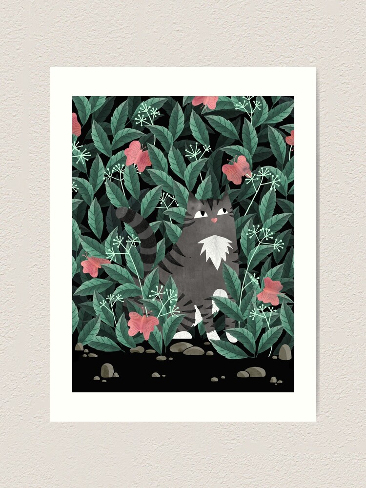 Alternate view of Butterfly Garden (Tabby Cat Version) Art Print
