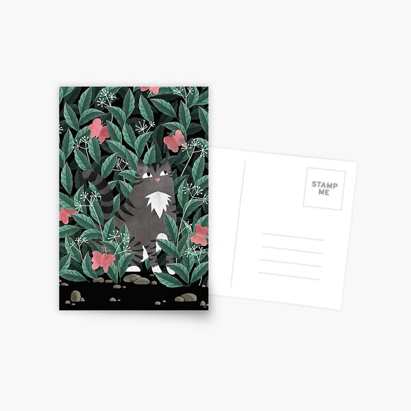 Butterfly Garden (Tabby Cat Version) Postcard