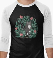 Butterfly Garden (Tabby Cat Version) Baseball ¾ Sleeve T-Shirt