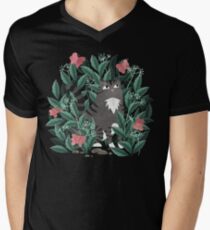 Butterfly Garden (Tabby Cat Version) V-Neck T-Shirt
