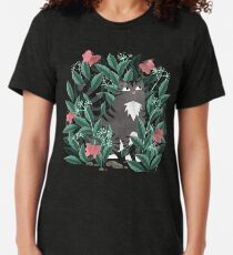 Butterfly Garden (Tabby Cat Version) Tri-blend T-Shirt