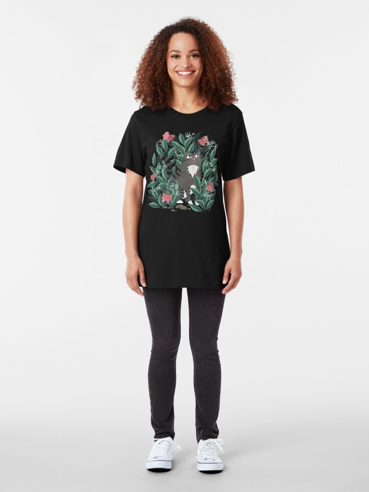 Alternative Ansicht von Schmetterlingsgarten (Tabby Cat Version) Slim Fit T-Shirt