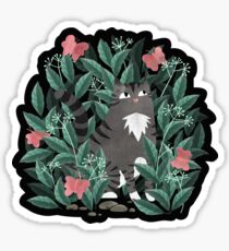 Butterfly Garden (Tabby Cat Version) Glossy Sticker