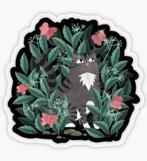 Butterfly Garden (Tabby Cat Version) Transparent Sticker