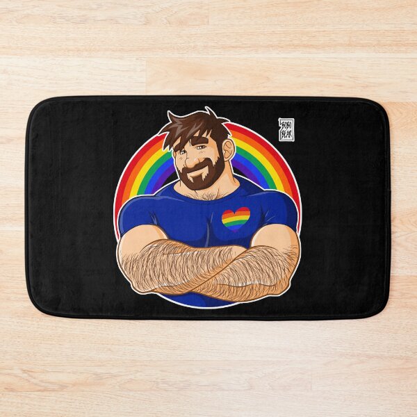 ADAM LIKES CROSSING ARMS - GAY PRIDE Bath Mat