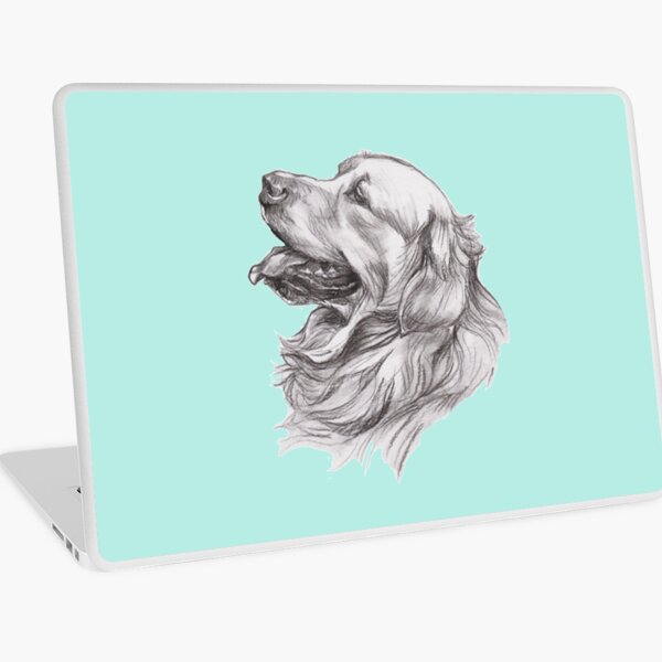 Golden Retriever Dog Portrait Drawing Laptop Skin