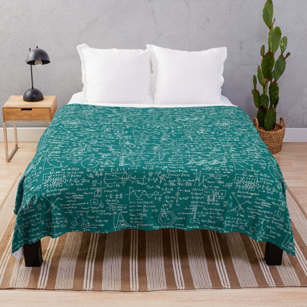 Physics Equations // Teal Throw Blanket