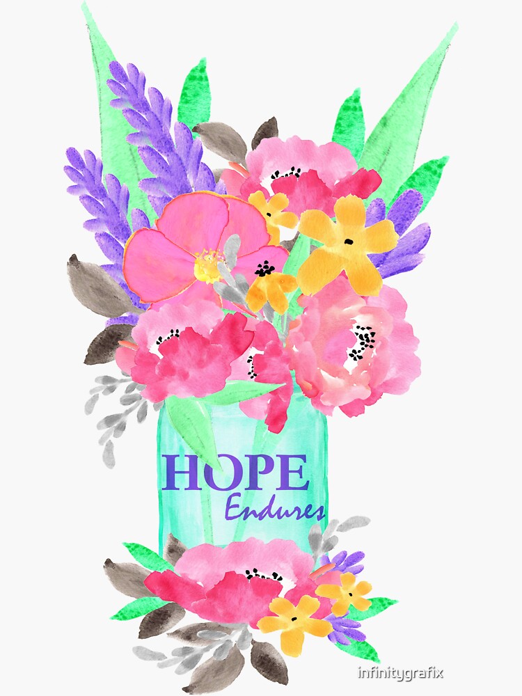 Pegatina «ESPERANZAS DE LAS ESPERANZAS. Tarro de albañil de flores de