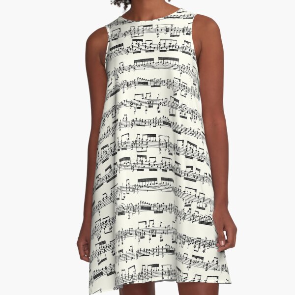 Sheet Music on Ivory A-Line Dress