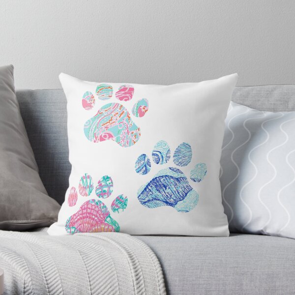Preppy Paw Print Trio Throw Pillow