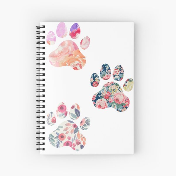 Floral Paw Print Trio Spiral Notebook