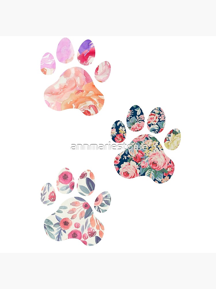 Floral Paw Print Trio by annmariestowe