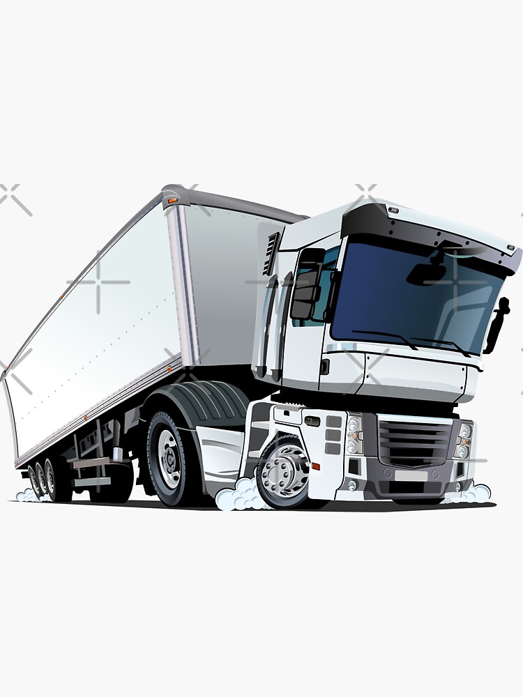 Cartoon semi cargo truck Sticker for Sale by Mechanick