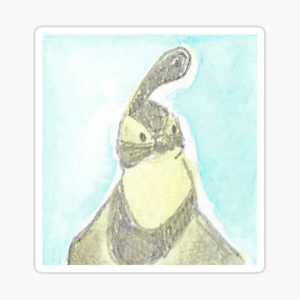 Gambel's Quail in Watercolor, Blue, Yellow Sticker