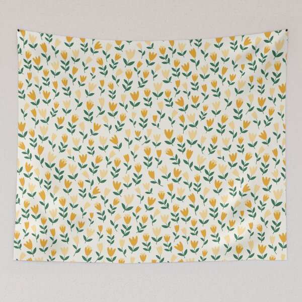 Item preview, Yellow & orange flower garden pattern on white designed and sold by HannaPaulina.