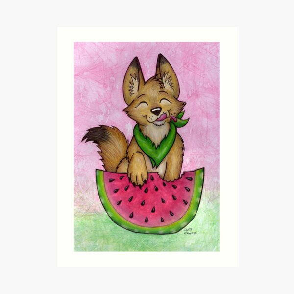 Melon Coyote - A Summertime Treat! Art Print