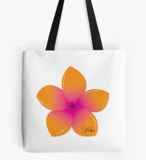 Orange Pink Plumeria Tote Bag