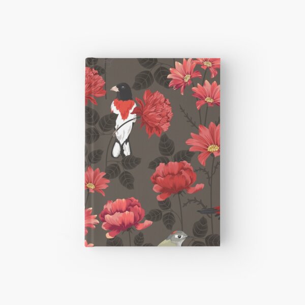 Red Roses and Birds Hardcover Journal