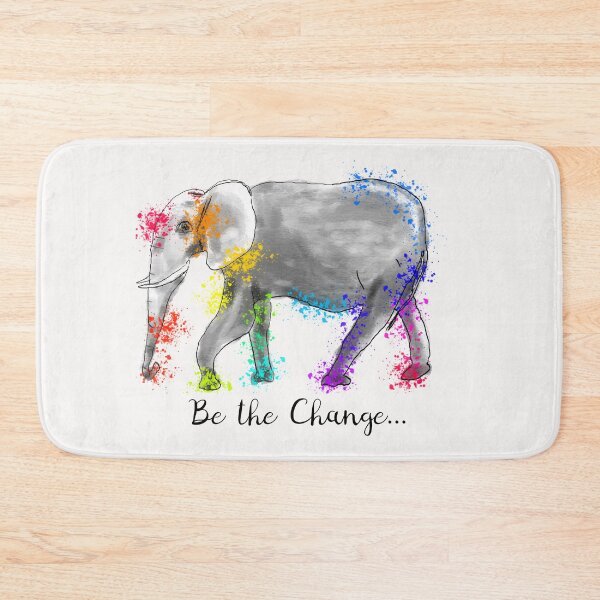 Item preview, Rainbow Elephant Inspiring Quote: Be the Change... designed and sold by Clare Walker.