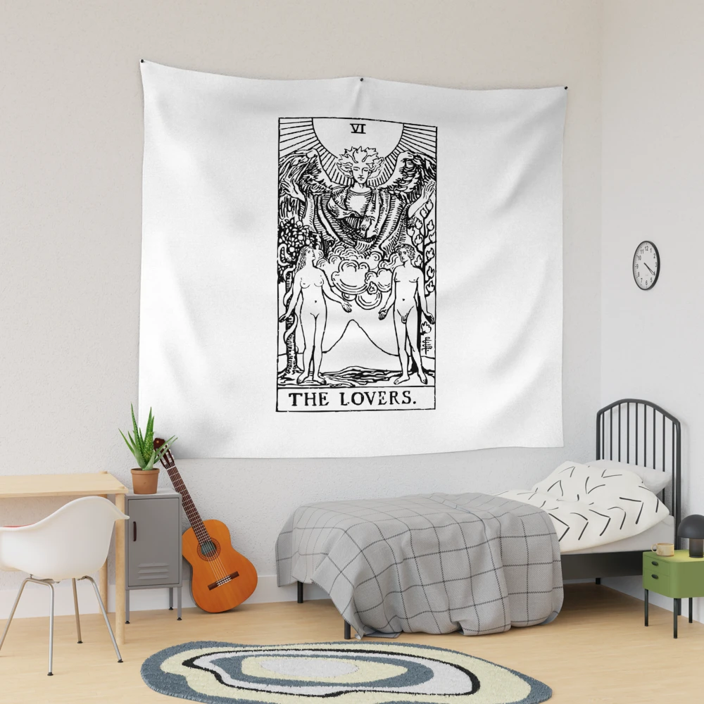 Tarot Card The Lovers black white Tapestry for Sale by tarotcarddesign Redbubble