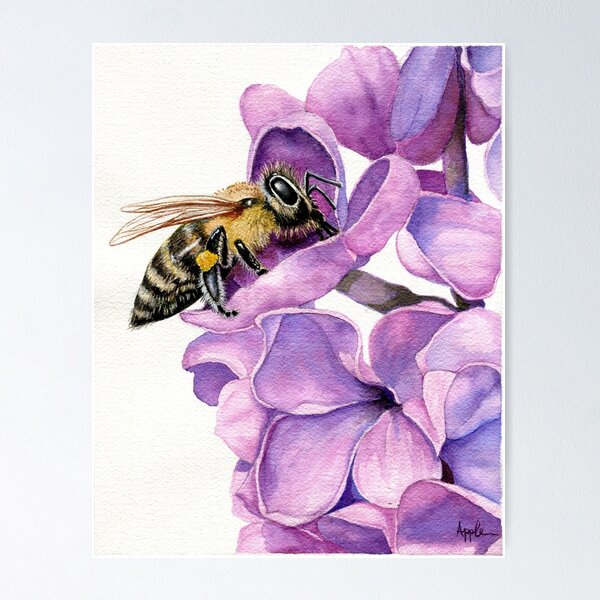 Buzzing Bee with Purple cheapest Flower - Acrylic Print