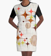 Eames-Ära Starbursts und Globen 4 (bkgrnd) T-Shirt Kleid